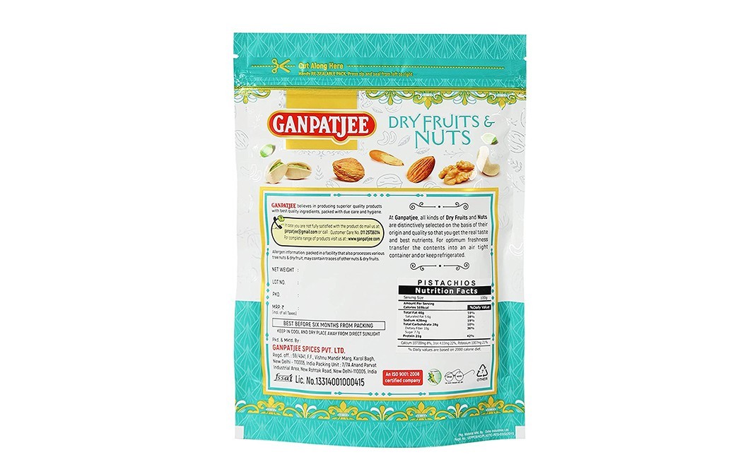 Ganpatjee Pistachios Roasted & Salted    Pack  500 grams
